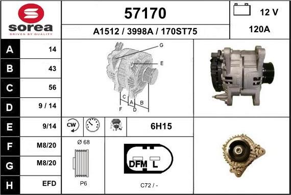 EAI 57170 - Alternator autospares.lv