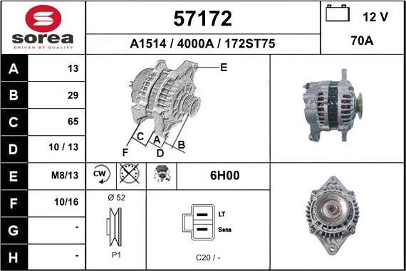EAI 57172 - Alternator autospares.lv