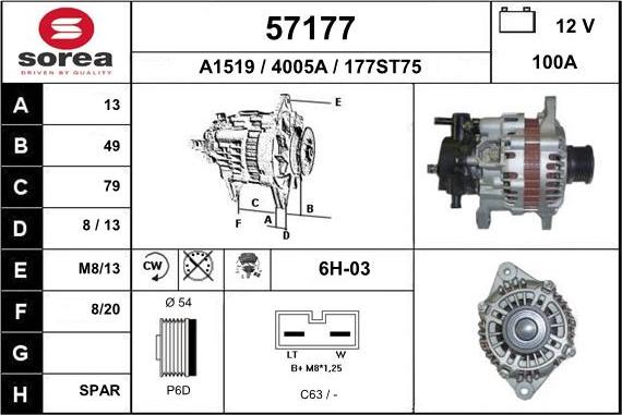 EAI 57177 - Alternator autospares.lv