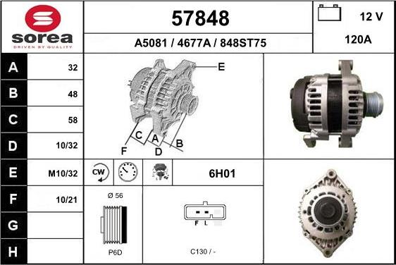 EAI 57848 - Alternator autospares.lv