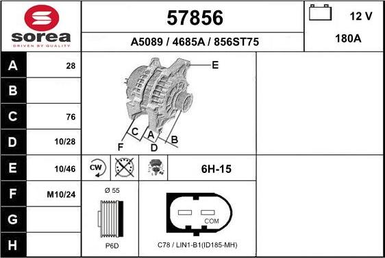 EAI 57856 - Alternator autospares.lv