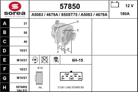 EAI 57850 - Alternator autospares.lv