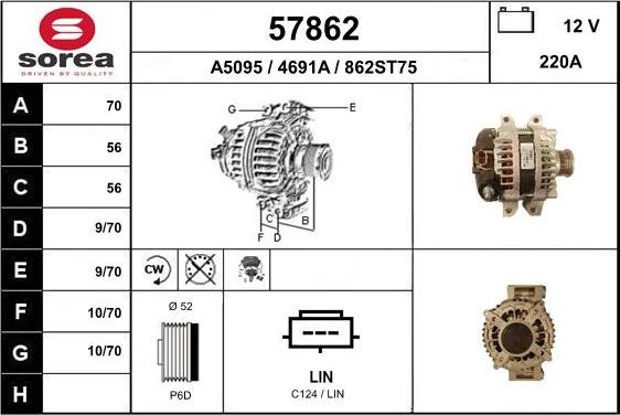 EAI 57862 - Alternator autospares.lv