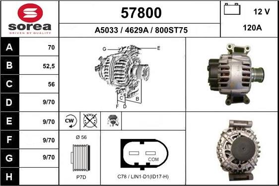 EAI 57800 - Alternator autospares.lv