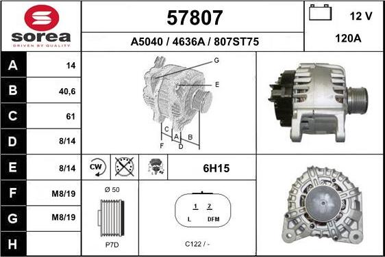 EAI 57807 - Alternator autospares.lv