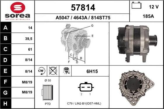 EAI 57814 - Alternator autospares.lv