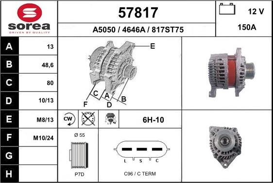 EAI 57817 - Alternator autospares.lv