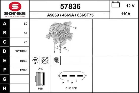 EAI 57836 - Alternator autospares.lv