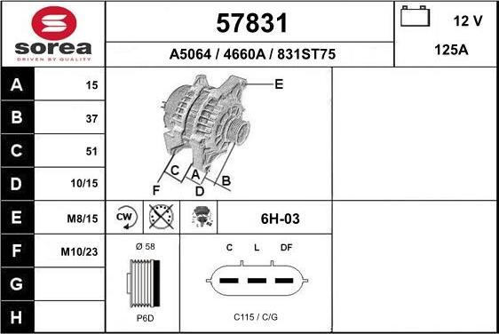 EAI 57831 - Alternator autospares.lv