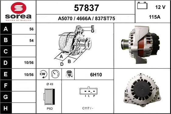 EAI 57837 - Alternator autospares.lv