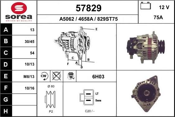 EAI 57829 - Alternator autospares.lv