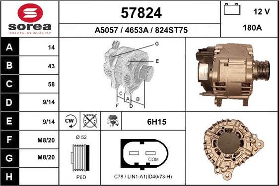 EAI 57824 - Alternator autospares.lv