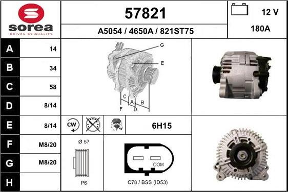 EAI 57821 - Alternator autospares.lv