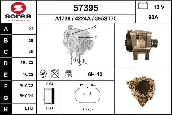 EAI 57395 - Alternator autospares.lv