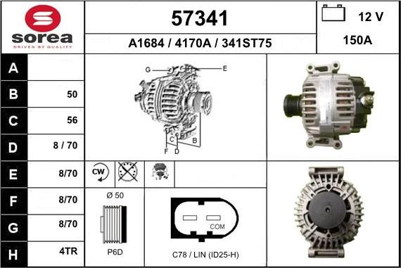 EAI 57341 - Alternator autospares.lv