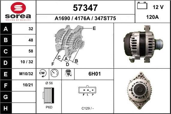 EAI 57347 - Alternator autospares.lv