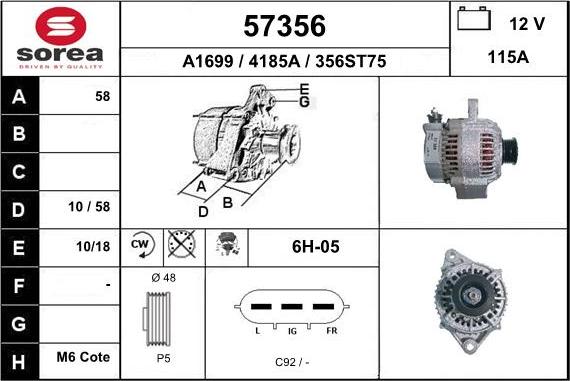 EAI 57356 - Alternator autospares.lv