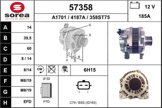 EAI 57358 - Alternator autospares.lv