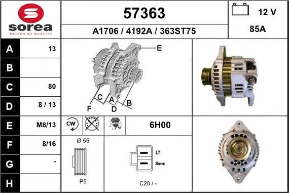 EAI 57363 - Alternator autospares.lv