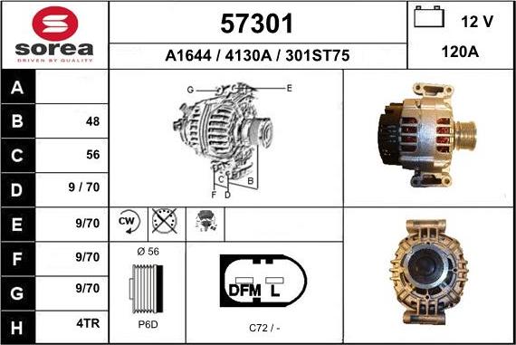 EAI 57301 - Alternator autospares.lv