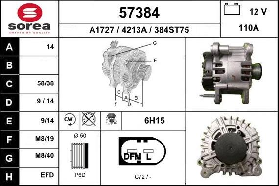 EAI 57384 - Alternator autospares.lv