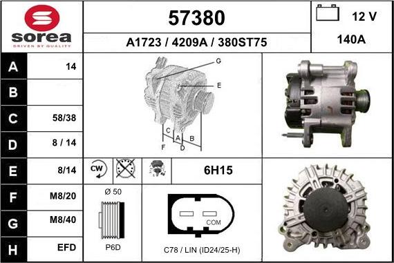 EAI 57380 - Alternator autospares.lv