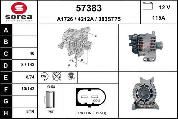 EAI 57383 - Alternator autospares.lv