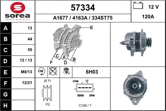 EAI 57334 - Alternator autospares.lv