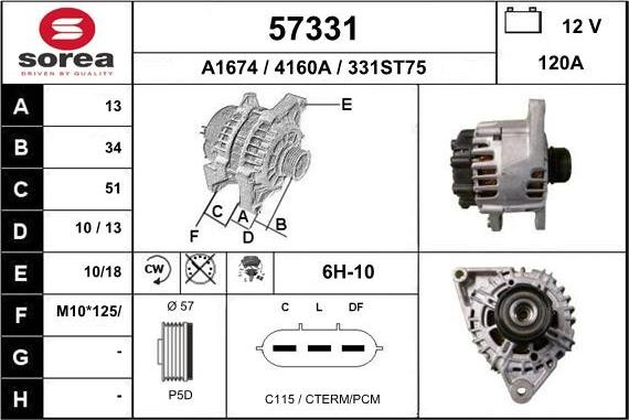 EAI 57331 - Alternator autospares.lv