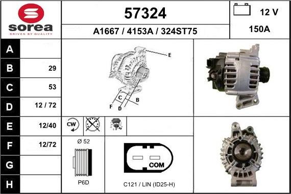 EAI 57324 - Alternator autospares.lv