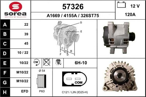 EAI 57326 - Alternator autospares.lv