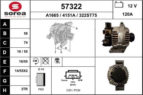 EAI 57322 - Alternator autospares.lv