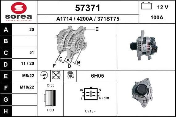 EAI 57371 - Alternator autospares.lv