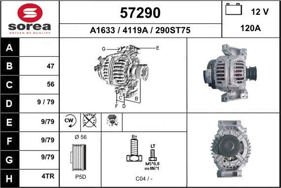 EAI 57290 - Alternator autospares.lv