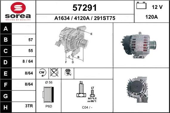 EAI 57291 - Alternator autospares.lv