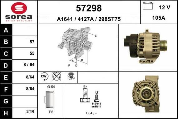EAI 57298 - Alternator autospares.lv