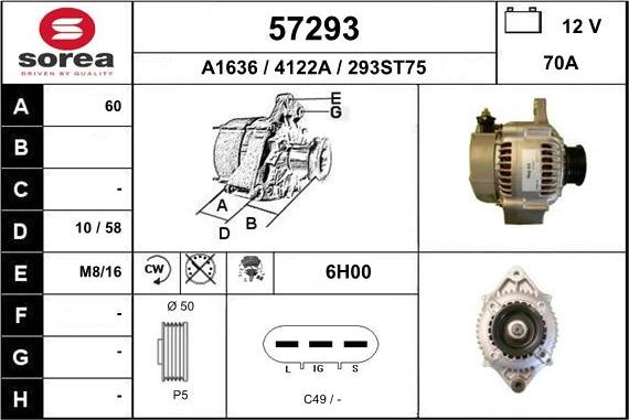 EAI 57293 - Alternator autospares.lv