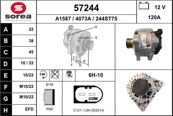 EAI 57244 - Alternator autospares.lv