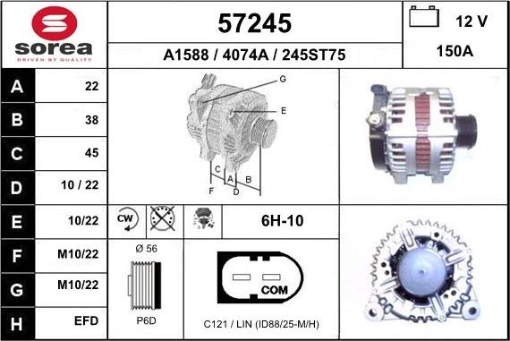 EAI 57245 - Alternator autospares.lv