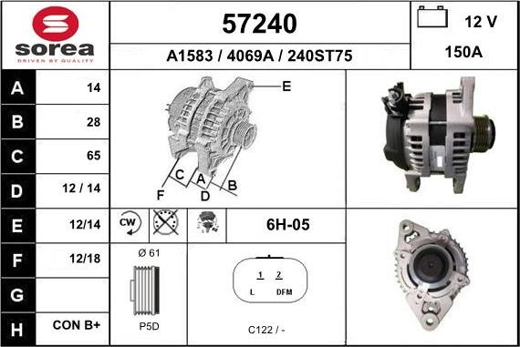 EAI 57240 - Alternator autospares.lv