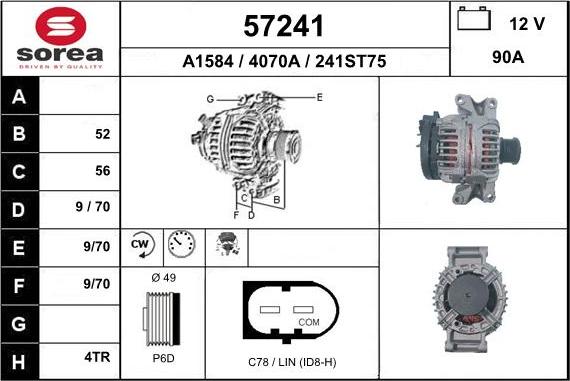 EAI 57241 - Alternator autospares.lv