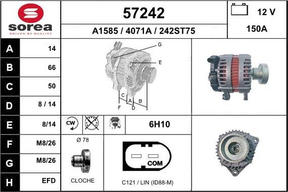 EAI 57242 - Alternator autospares.lv