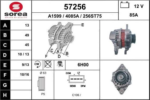 EAI 57256 - Alternator autospares.lv