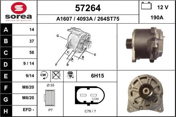 EAI 57264 - Alternator autospares.lv