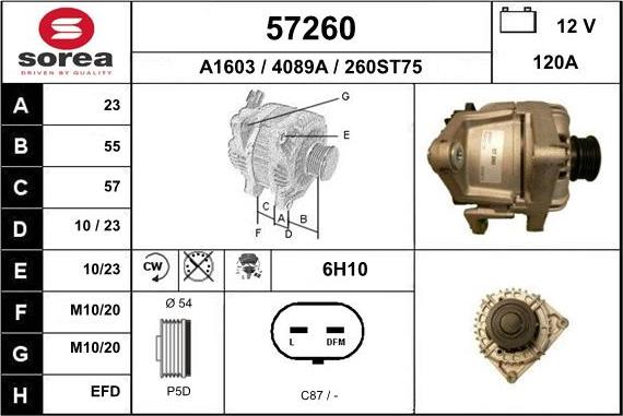 EAI 57260 - Alternator autospares.lv