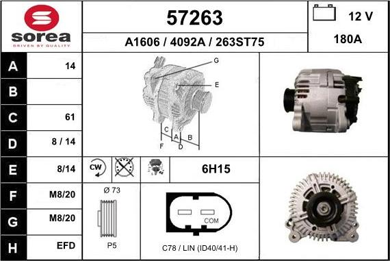 EAI 57263 - Alternator autospares.lv