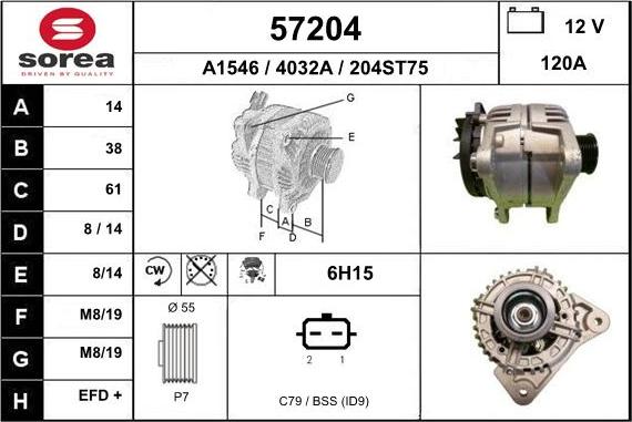 EAI 57204 - Alternator autospares.lv