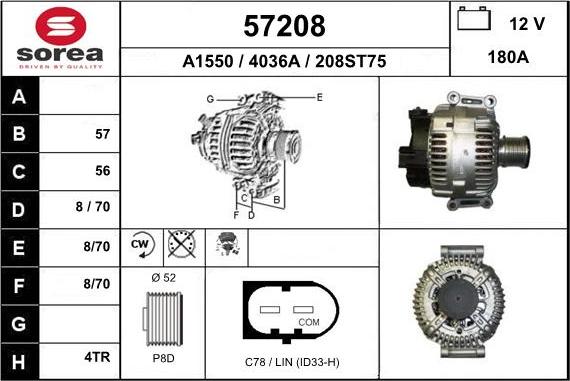 EAI 57208 - Alternator autospares.lv