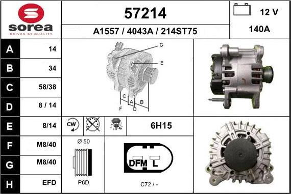 EAI 57214 - Alternator autospares.lv