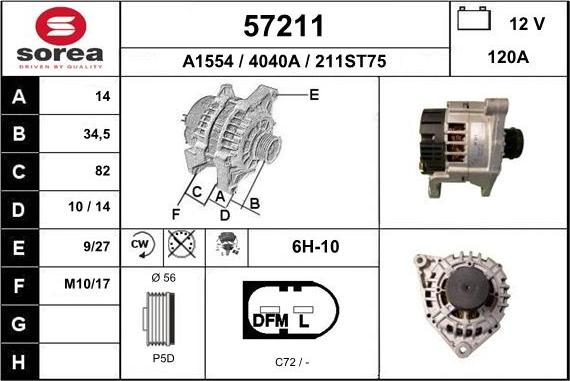 EAI 57211 - Alternator autospares.lv